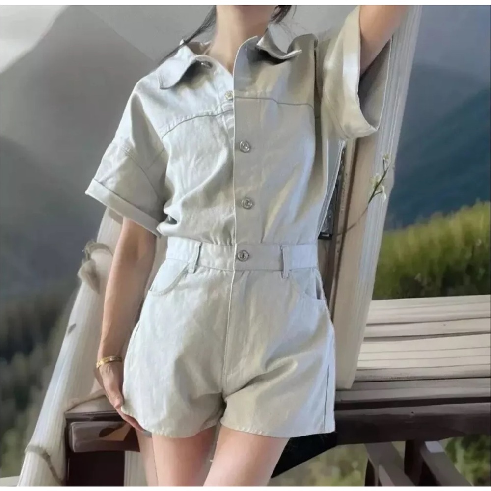 Zara Shimmer Denim Romper
